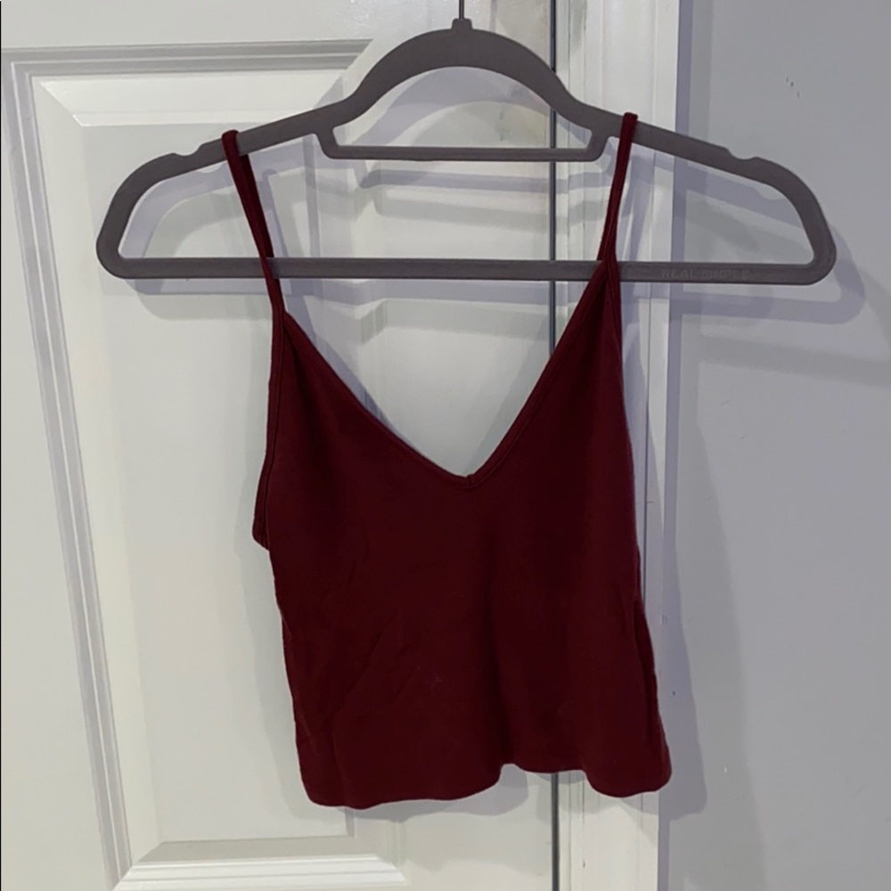Maroon V-Neck Crop Top